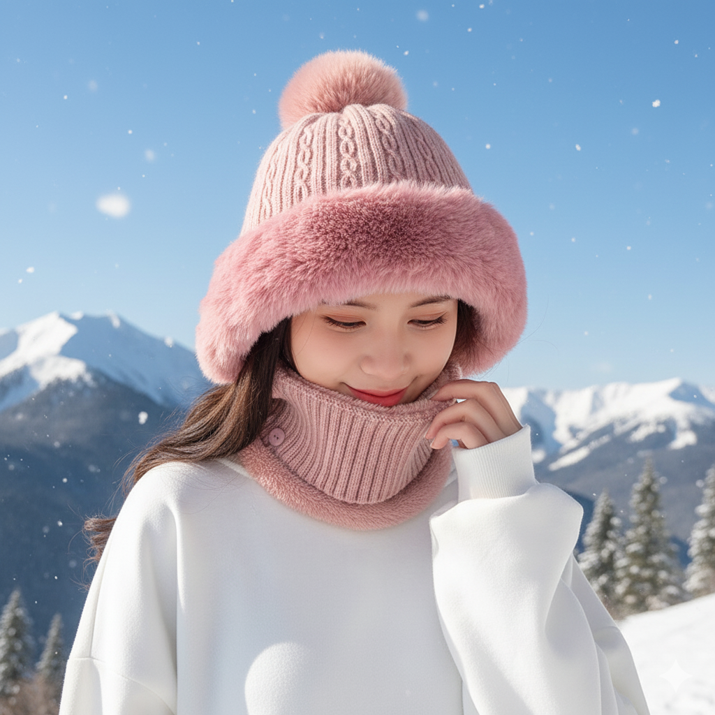 Lulebora™ Fleece-Lined Winter Hat & Scarf Set