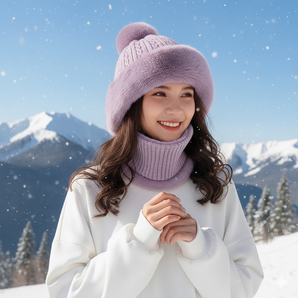 Lulebora™ Fleece-Lined Winter Hat & Scarf Set